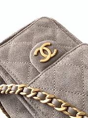 Kitlife Chanel 25s Drawstring Bucket Hobo Bag Grey Suede Leather 20x22x12.5cm  - 6