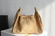 Kitlife Chanel 25s Drawstring Bucket Hobo Bag Beige Leather 20x22x12.5cm  - 3