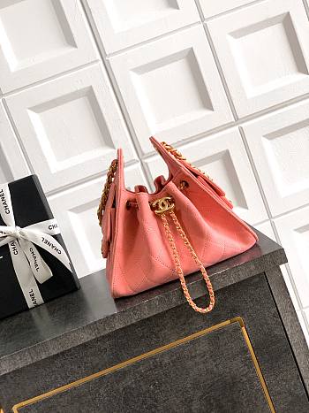 Kitlife Chanel 25s Drawstring Bucket Hobo Bag Pink Leather 20x22x12.5cm 