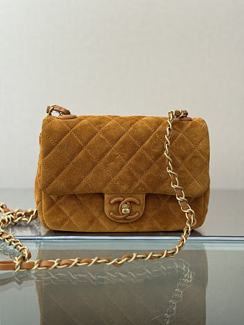 Kitlife Chanel Mini Flap Bag Dark Beige Suede AS5989 20x6x14cm