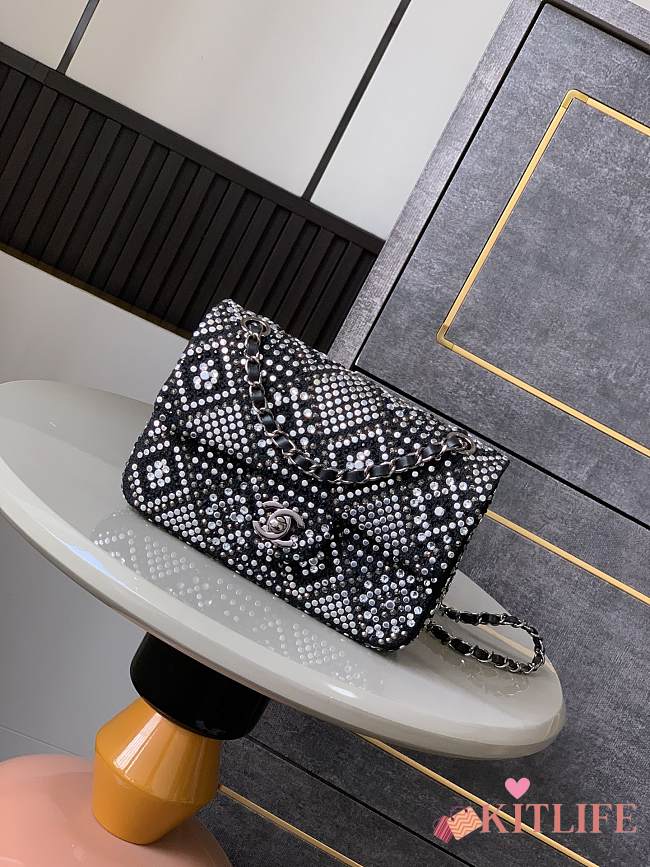 Kitlife Chanel Diamond-encrusted CF Bag Black 20cm - 1