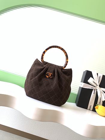 Kitlife Chanel Small Hobo Bag Dark Brown Suede AS6022 18x24x12cm 