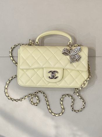 Kitlife Chanel Classic CF Mini Metal Handle Bag Yellow 20x12x6cm