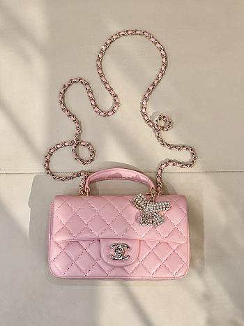 Kitlife Chanel Classic CF Mini Metal Handle Bag Pink 20x12x6cm