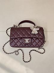 Kitlife Chanel Classic CF Mini Metal Handle Bag Burgundy 20x12x6cm - 1