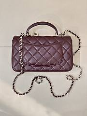 Kitlife Chanel Classic CF Mini Metal Handle Bag Burgundy 20x12x6cm - 2