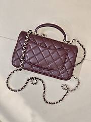 Kitlife Chanel Classic CF Mini Metal Handle Bag Burgundy 20x12x6cm - 4