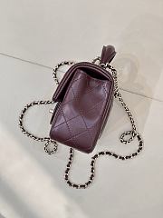 Kitlife Chanel Classic CF Mini Metal Handle Bag Burgundy 20x12x6cm - 3