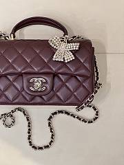 Kitlife Chanel Classic CF Mini Metal Handle Bag Burgundy 20x12x6cm - 6
