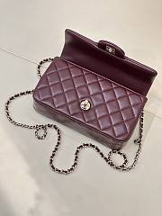Kitlife Chanel Classic CF Mini Metal Handle Bag Burgundy 20x12x6cm - 5