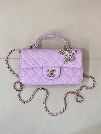 Kitlife Chanel Classic CF Mini Metal Handle Bag Purple 20x12x6cm 