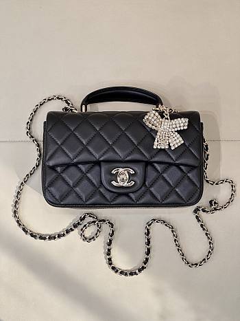 Kitlife Chanel Classic CF Mini Metal Handle Bag Black 20x12x6cm 