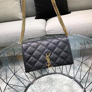 Kitlife Saint Laurent Becky Diamond Quilted Lambskin Chain Bag Black 585031 22.5×14.5×5cm 