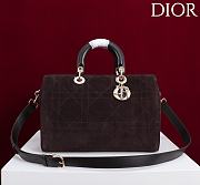 Kitlife Dior Lady Cannage Handbag Dark Brown Suede 34×35×20cm - 1
