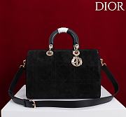 Kitlife Dior Lady Cannage Handbag Black Suede 34×35×20cm - 1