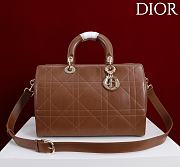 Kitlife Dior Lady Cannage Handbag Dark Brown Leather 34×35×20cm  - 1