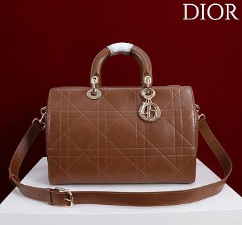 Kitlife Dior Lady Cannage Handbag Dark Brown Leather 34×35×20cm 