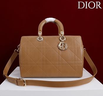 Kitlife Dior Lady Cannage Handbag Brown Leather 34×35×20cm 