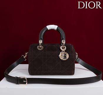 Kitlife Dior Lady Cannage Handbag Dark Brown Suede 24×27×14cm
