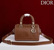 Kitlife Dior Lady Cannage Handbag Dark Brown Leather 24×27×14cm  - 1