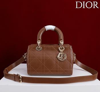 Kitlife Dior Lady Cannage Handbag Dark Brown Leather 24×27×14cm 