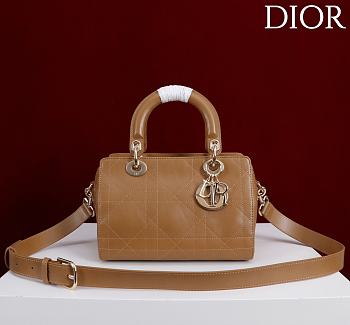 Kitlife Dior Lady Cannage Handbag Brown Leather 24×27×14cm 