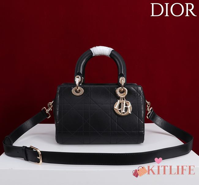 Kitlife Dior Lady Cannage Handbag Black Leather 24×27×14cm  - 1