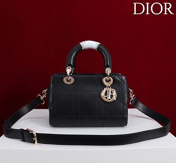 Kitlife Dior Lady Cannage Handbag Black Leather 24×27×14cm 