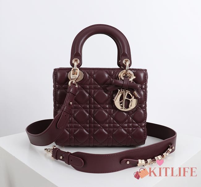 Kitlife Dior Lady My ABC Dior Bag Burgundy With Bow 20x17x8cm  - 1