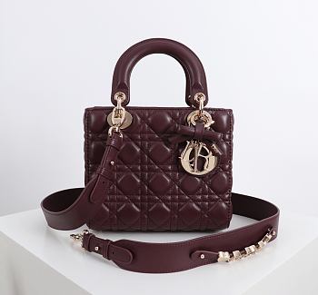 Kitlife Dior Lady My ABC Dior Bag Burgundy With Bow 20x17x8cm 