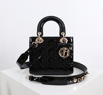 Kitlife Dior Lady My ABC Dior Bag Black Patent Leather With Bow 20x17x8cm 