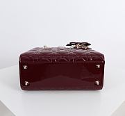 Kitlife Dior Lady My ABC Dior Bag Burgundy Patent Leather With Bow 20x17x8cm - 6
