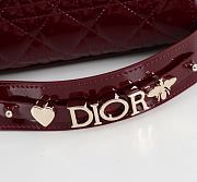 Kitlife Dior Lady My ABC Dior Bag Burgundy Patent Leather With Bow 20x17x8cm - 5