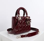 Kitlife Dior Lady My ABC Dior Bag Burgundy Patent Leather With Bow 20x17x8cm - 4