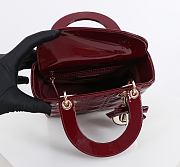 Kitlife Dior Lady My ABC Dior Bag Burgundy Patent Leather With Bow 20x17x8cm - 2