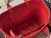 Kitlife Chanel Bordeaux Leather Deauville Studded Logo Tote Bag Red A66941 30×50×22cm - 6