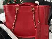 Kitlife Chanel Bordeaux Leather Deauville Studded Logo Tote Bag Red A66941 30×50×22cm - 4