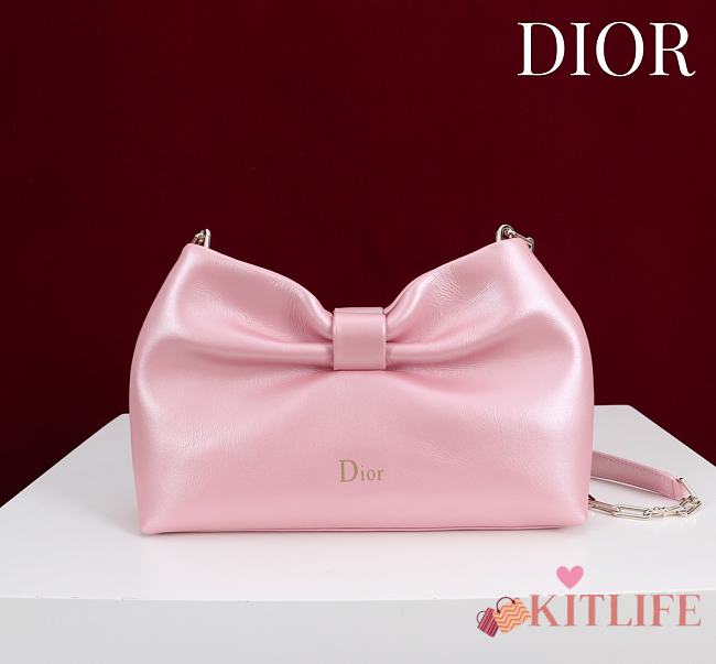 Kitlife Dior 2026 Bow Light Pink Lambskin Bag 27×8×18cm - 1
