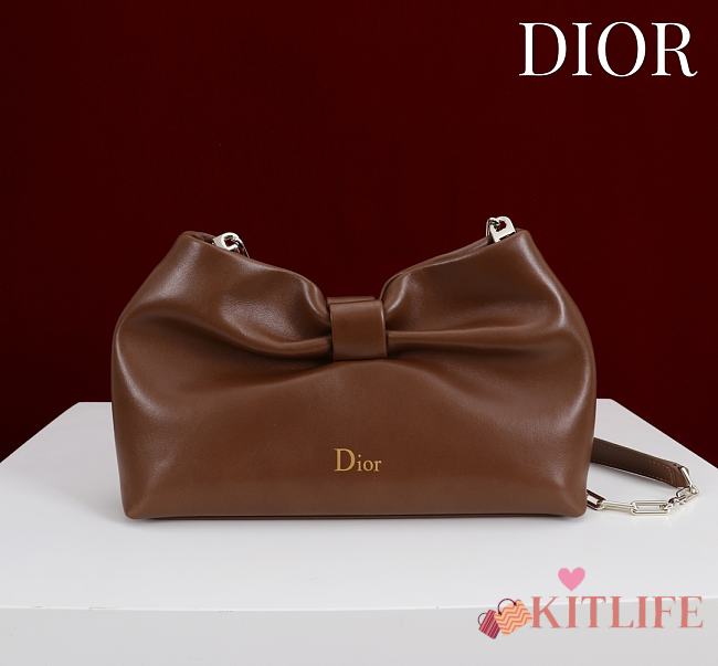 Kitlife Dior 2026 Bow Dark Brown Lambskin Bag 27×8×18cm - 1