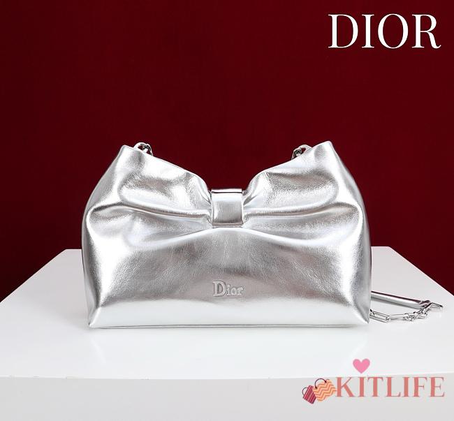 Kitlife Dior 2026 Bow Silver Lambskin Bag 27×8×18cm - 1