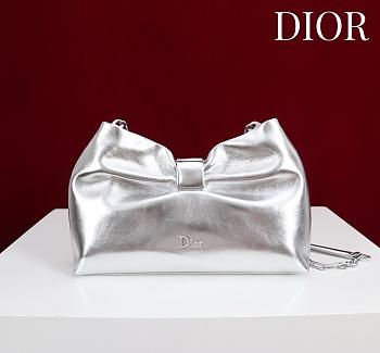Kitlife Dior 2026 Bow Silver Lambskin Bag 27×8×18cm