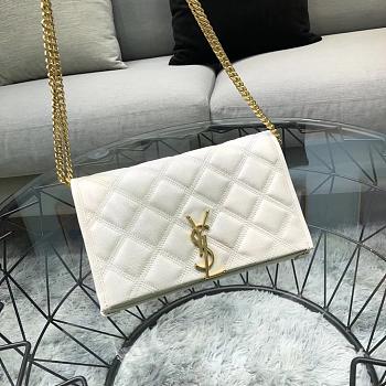 Kitlife Saint Laurent Becky Diamond Quilted Lambskin Chain Bag White 585031 22.5×14.5×5cm 