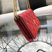 Kitlife Saint Laurent Becky Diamond Quilted Lambskin Chain Bag Red 585031 22.5×14.5×5cm  - 6
