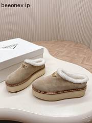 Kitlife Prada Suede Shearling Loafers Beige - 1
