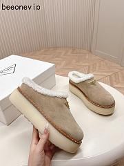 Kitlife Prada Suede Shearling Loafers Beige - 4