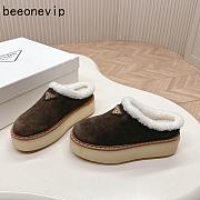 Kitlife Prada Suede Shearling Loafers Dark Brown - 1