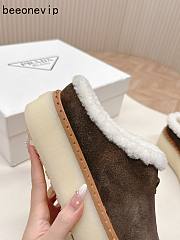 Kitlife Prada Suede Shearling Loafers Dark Brown - 6