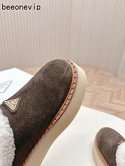 Kitlife Prada Suede Shearling Loafers Dark Brown - 4