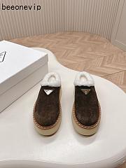 Kitlife Prada Suede Shearling Loafers Dark Brown - 3