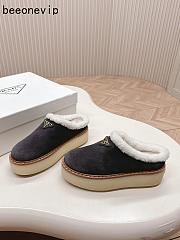 Kitlife Prada Suede Shearling Loafers Grey - 1